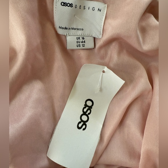 ASOS Nordstrom sequin 90s dress cowl neck slip midi pink homecoming US size 12 - Picture 10 of 12